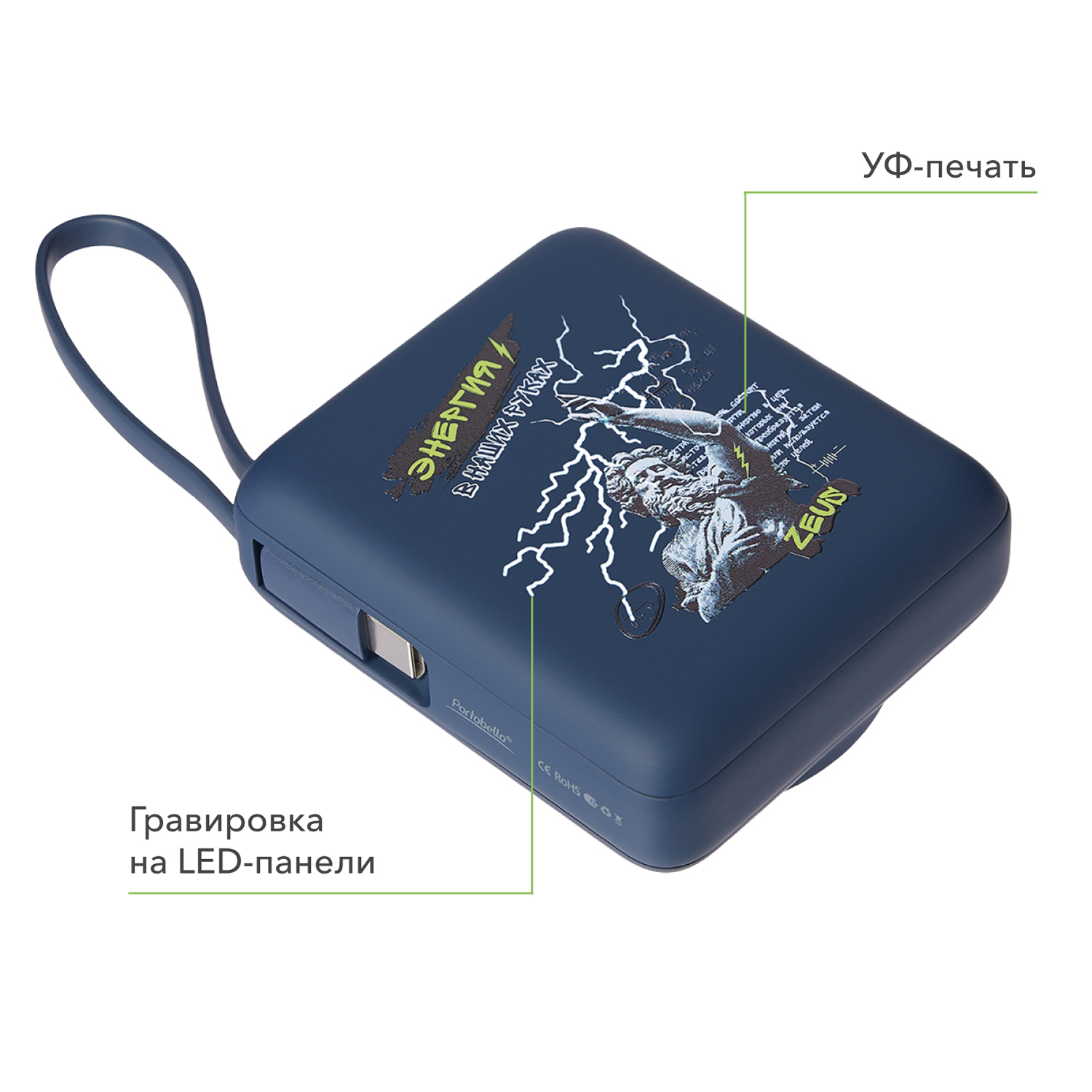 Внешний аккумулятор с подсветкой Риттер PD (Ritter PD) 10000mAh с функцией беспроводной зарядки 15W, синий-20