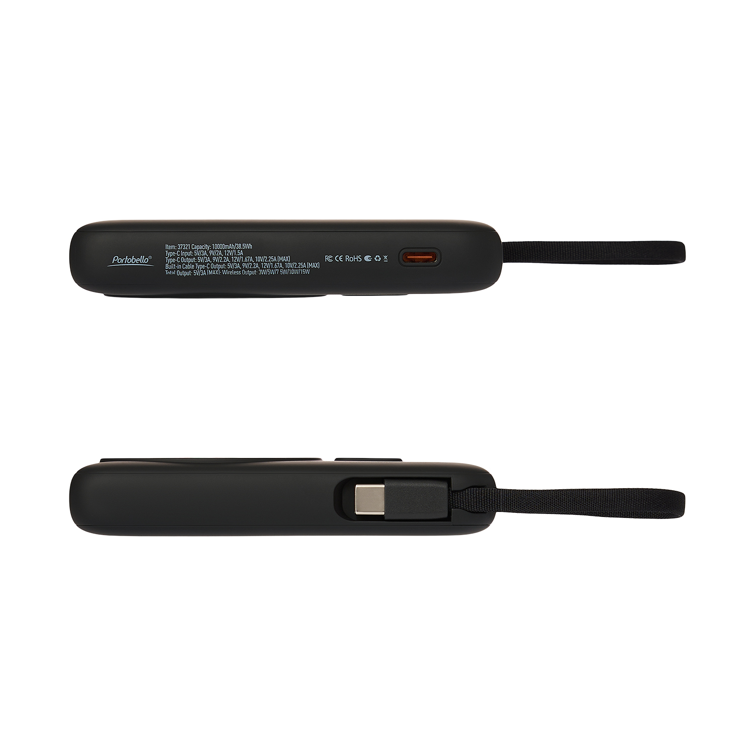 Внешний аккумулятор Комбо (Combo) 4-в-1 10000mAh с функцией беспроводной зарядки 15W, черный-7
