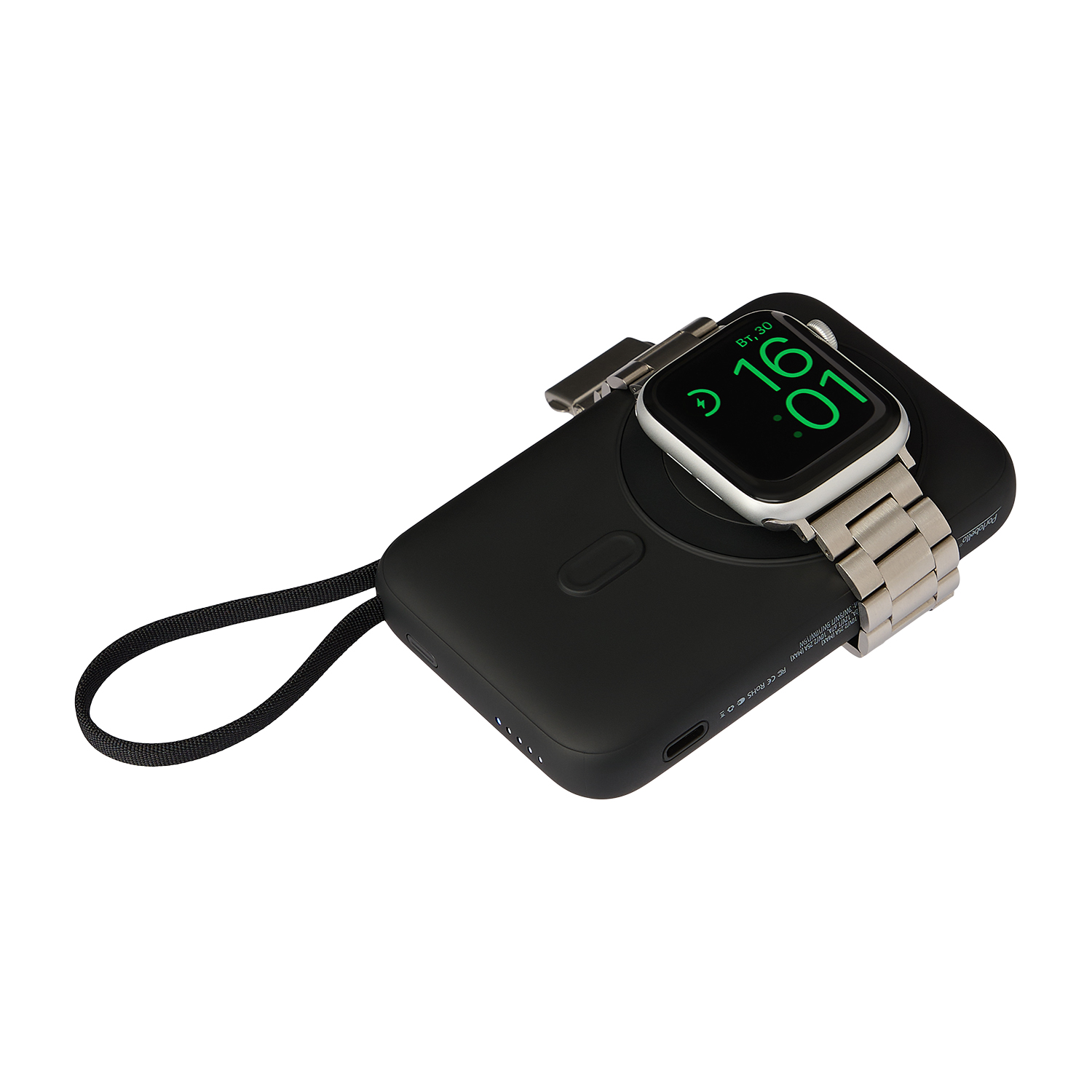 Внешний аккумулятор Комбо (Combo) 4-в-1 10000mAh с функцией беспроводной зарядки 15W, черный-12