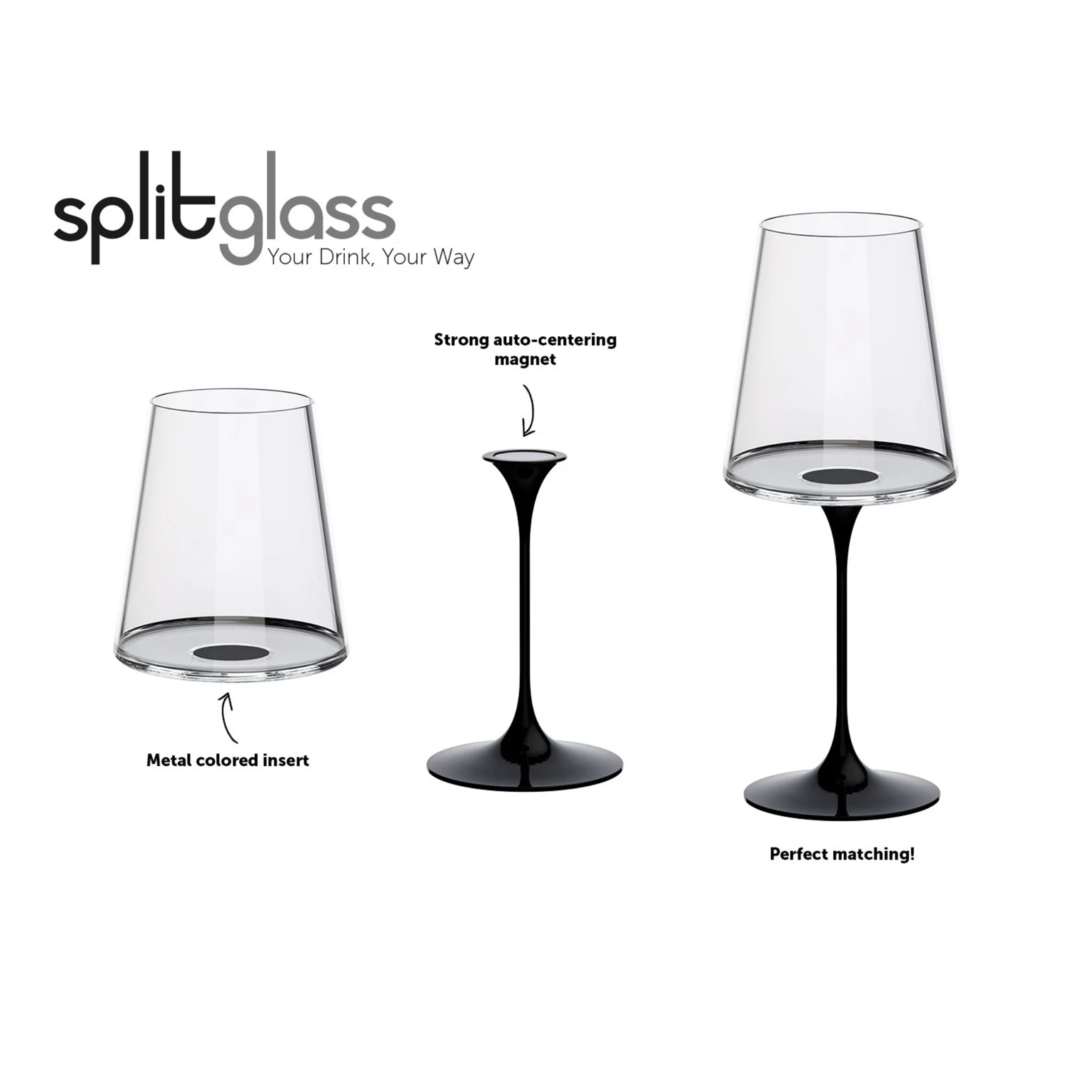 Хрустальный бокал для игристого вина на магните Trebonn SplitGlass, 2 шт, 320 мл-3