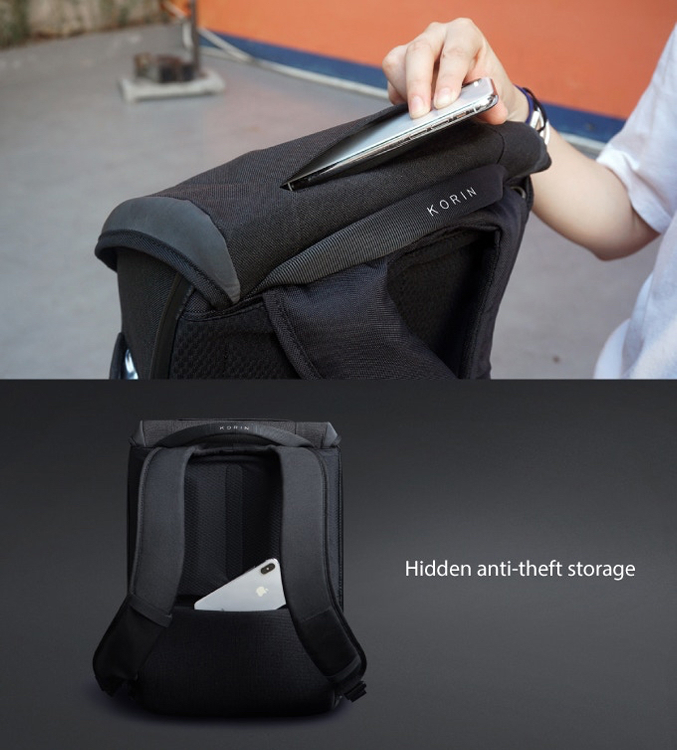 Рюкзак KORIN ClickPack X 45х32х15,5 см, с клапаном, черный-28