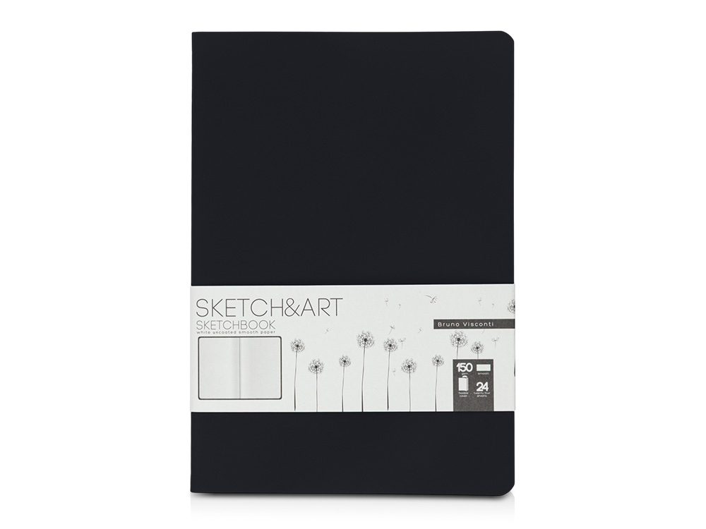 Скетчбук "Sketch & Art" в мягком переплете 147х210 мм, 24 л. белой бумаги 150 г/м2, черный