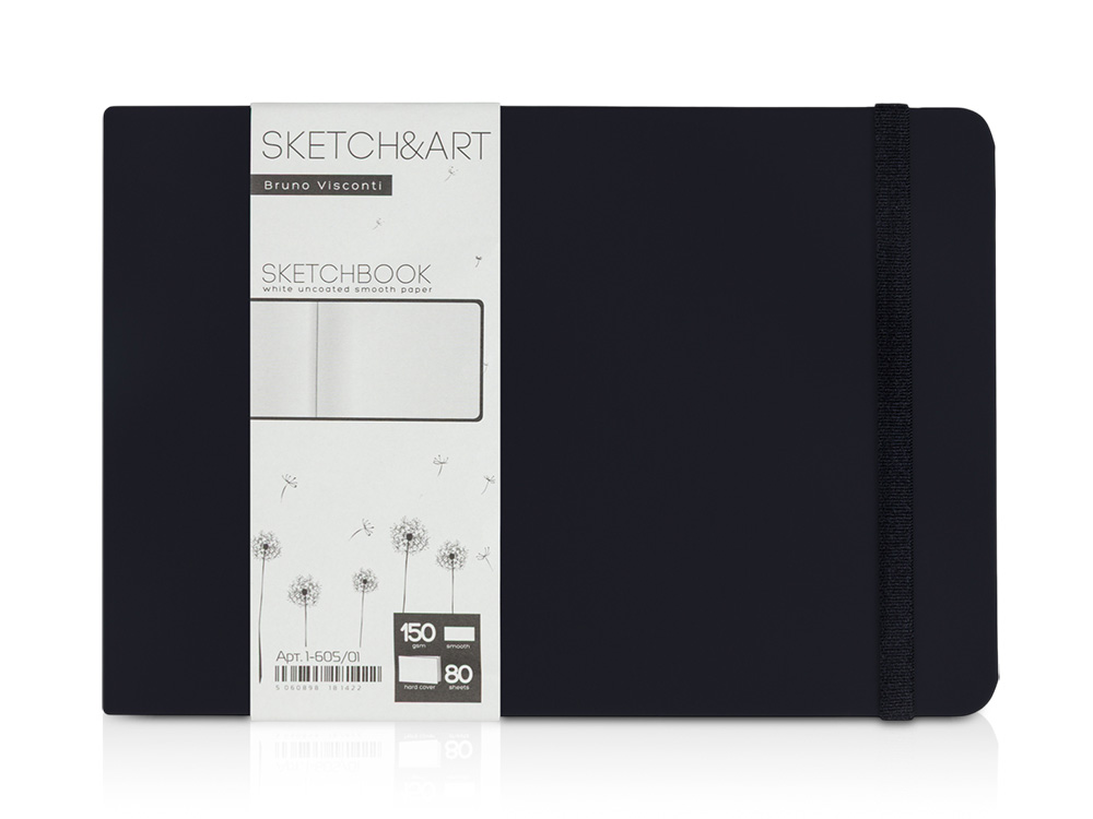 Скетчбук "Sketch & Art" в твердом переплете 213х146 мм, 80 л. белой бумаги 150 г/м2, черный