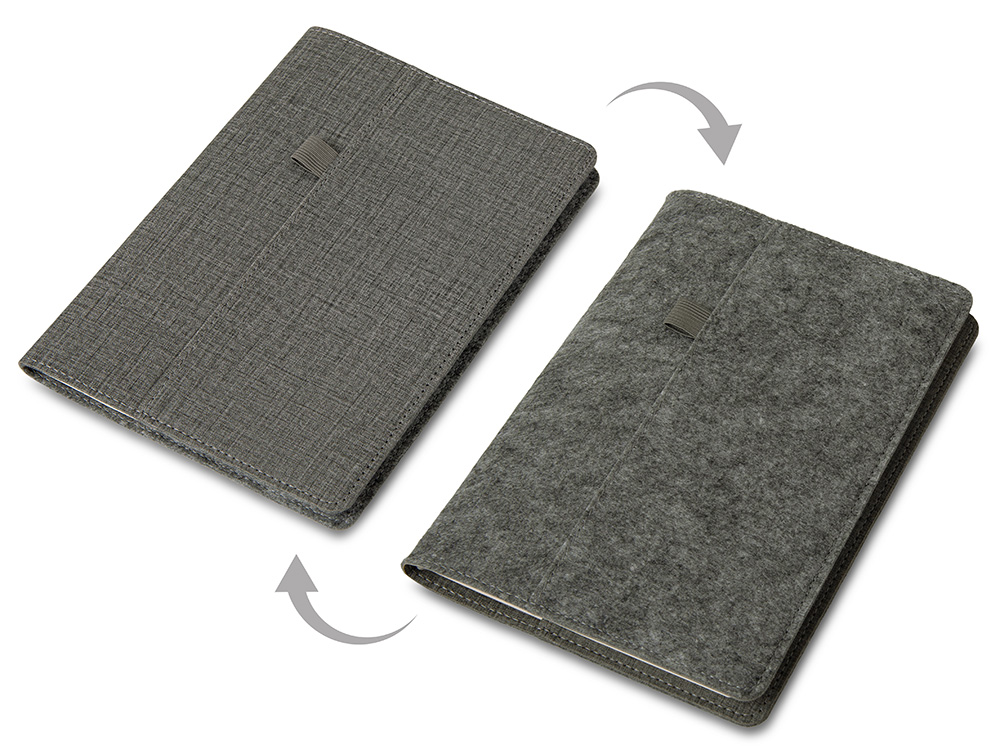 Двустороннее портфолио из рпет-фетра и искусственной кожи "Felt", серый