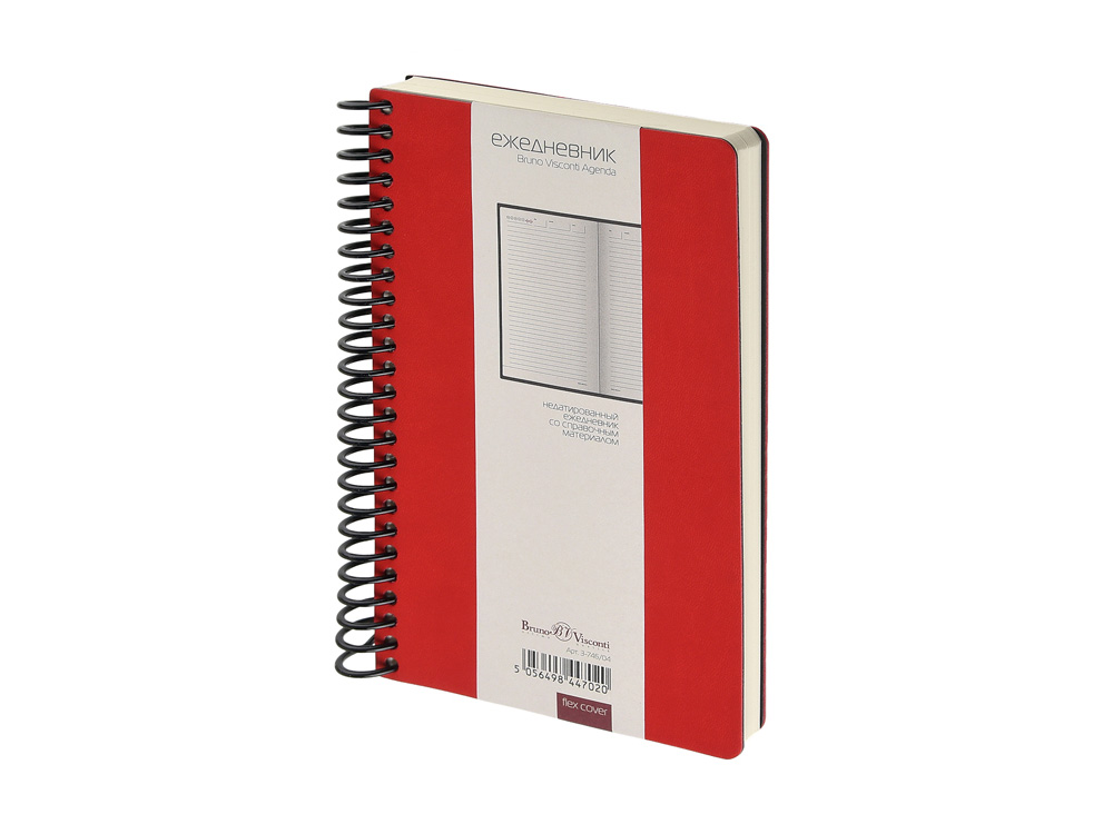Ежедневник недатированный на спирали А5 "Agenda", красный (Р)
