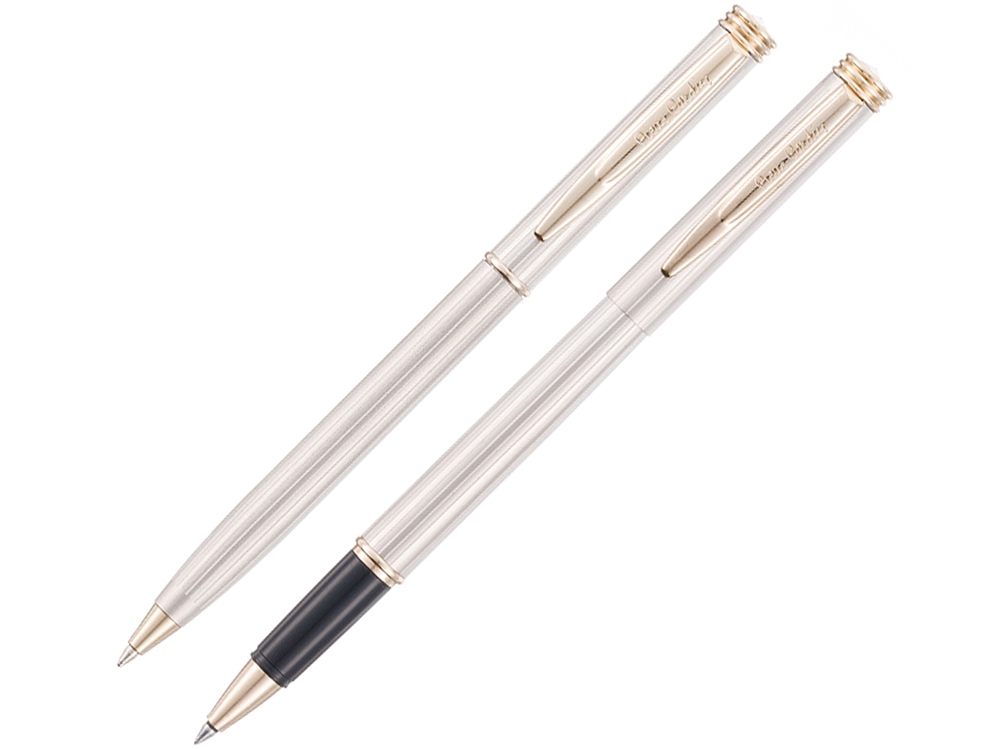 Набор Pierre Cardin PEN&PEN: ручка шариковая + роллер. Цвет - серебристо-бежевый. Упаковка Е.