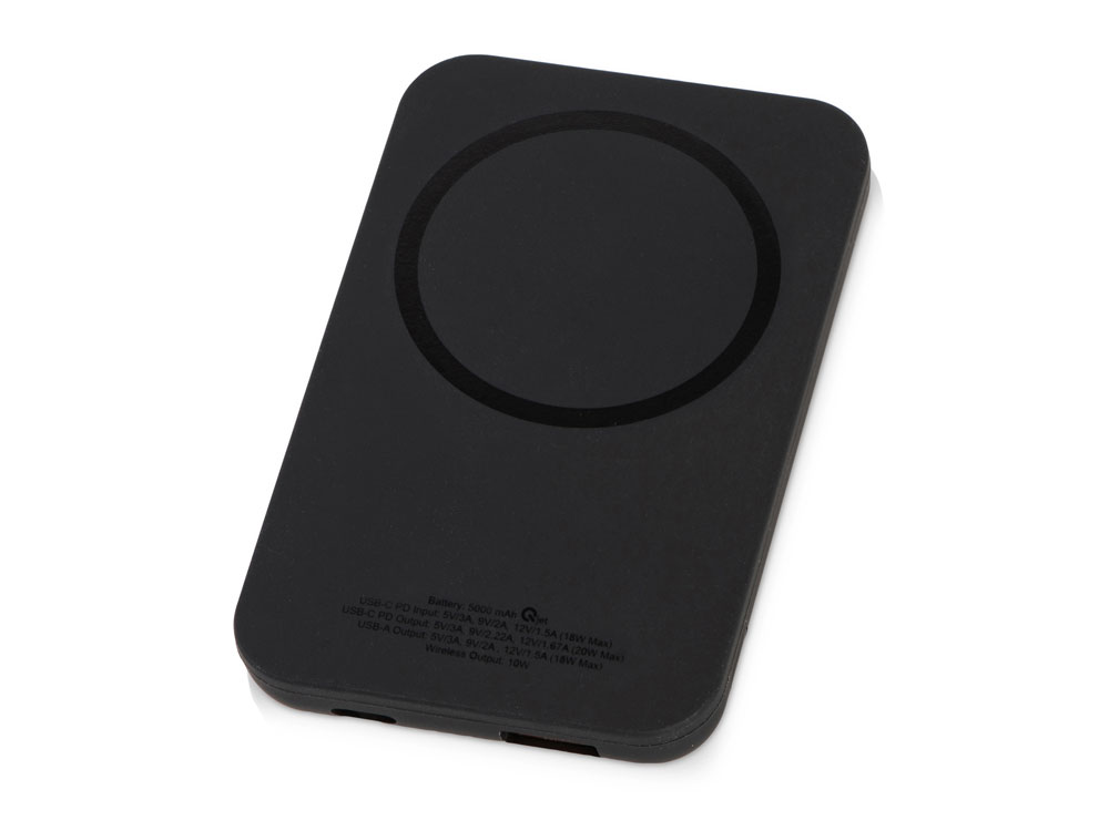 Магнитный беспроводной внешний аккумулятор "MagnetIQ", 5000 mah, 10 W, черный (Р)