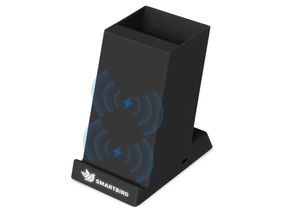 Беспроводная зарядка-подставка с подсветкой "Glow box", черный (Р)