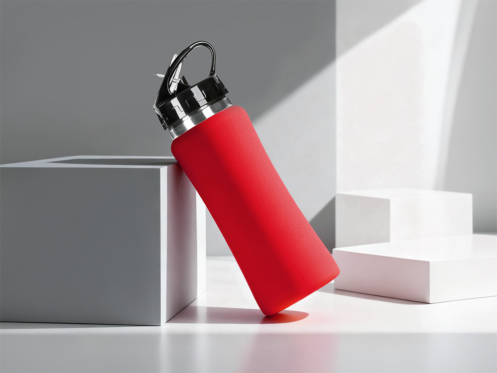 Бутылка для воды "Bottle C1", сталь, soft touch, 600 мл, красный