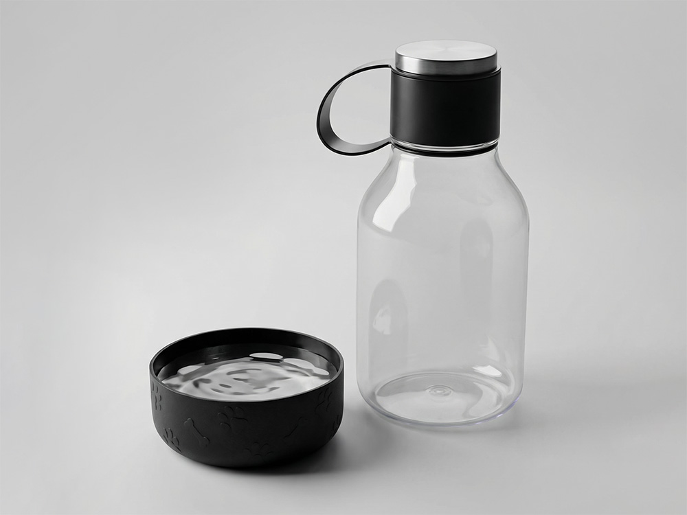 Бутылка для воды 2-в-1 «Dog Bowl Bottle» со съемной миской для питомцев, 1500 мл, черный