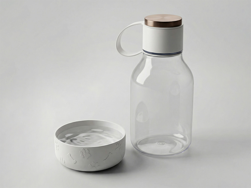 Бутылка для воды 2-в-1 «Dog Bowl Bottle» со съемной миской для питомцев, 1500 мл, белый