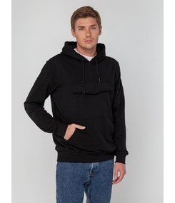 Худи унисекс с карманом на груди Chest Pocket, черное, размер XS/S