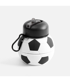 Складная бутылка для воды Football Flex, белая с черным