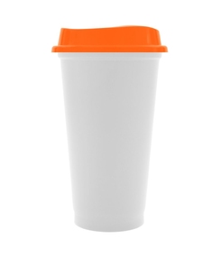 Стакан с крышкой Color Cap White, белый с оранжевым