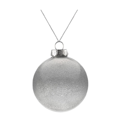 Елочный шар Finery Shine, 8 см, глянцевый серебристый с глиттером