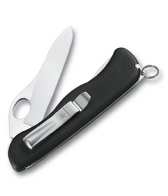 Солдатский нож с фиксатором лезвия Sentinel One Hand Clip, черный