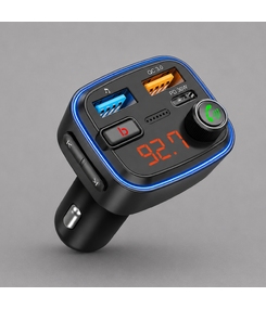 FM-трансмиттер Wave Pro, QC/PD, LED, 48Вт, ENC, Bass boost, черный, Deppa