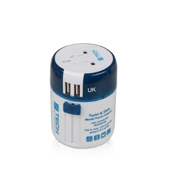 Адаптер с 2-умя USB-портами для зарядки Travel Blue Twist & Slide Adaptor голубой/белый