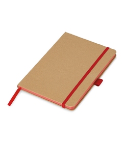 Блокнот A5 "Sevilia Color", твердая обложка из крафта, 80 листов, цветной срез и форзац, натуральный/красный