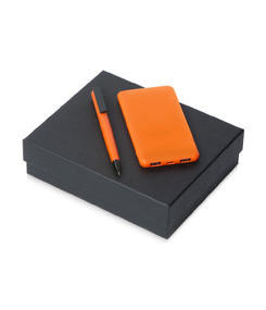Подарочный набор c пластиковой ручкой, повербанком С1, 5000 mAh, оранжевый