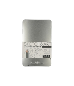 Набор чернографитовых карандашей "Sketch & Art" ,12 шт. 2h-9b, металлическая коробка с ложементом