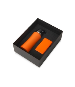 Подарочный набор с бутылкой для воды и повербанком С1, 5000 mAh, оранжевый
