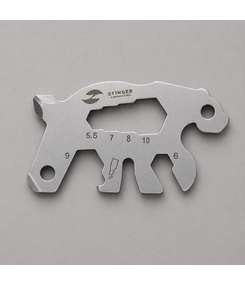 Мини-мультитул карманный Stinger, 55 x 35 мм, 5 функций, медведь, нержавеющая сталь, серебристый, в блистере
