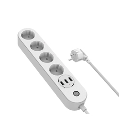 Умный сетевой фильтр HIPER IoT PS43/Wi-Fi 2,4 ГГц/4 розетки и 3 USB порта/2500Вт/10А IoT PS43
