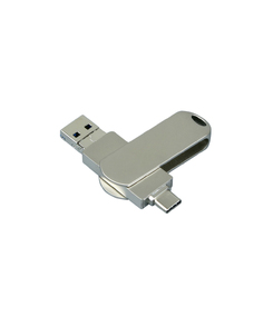 Металлическая флешка для айфона 3 в 1 (i-flash_TYPEC_3_in_1.128.S, I= 128 Гб USB 3.0, Металлический корпус. Без перс.)