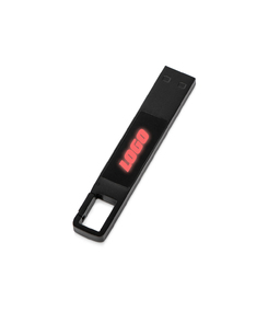 USB 2.0- флешка на 32 Гб c подсветкой логотипа «Hook LED», темно-серый, красная подсветка