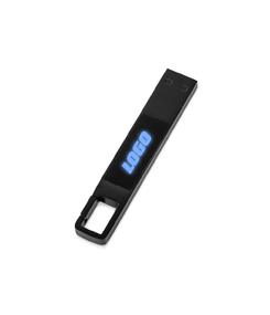 USB 2.0- флешка на 32 Гб c подсветкой логотипа «Hook LED», темно-серый, синяя подсветка
