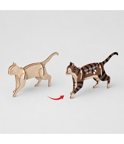 Деревянный 3d пазл "Котик"