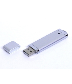 USB-флешка промо на 128 Гб прямоугольной классической формы, серебро