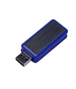 USB-флешка промо на 32 Гб прямоугольной формы, выдвижной механизм, синий