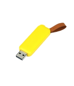 USB-флешка промо на 4 Гб прямоугольной формы, выдвижной механизм, желтый