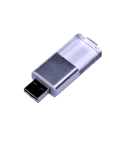 USB-флешка промо на 16 Гб прямоугольной формы, выдвижной механизм, белый