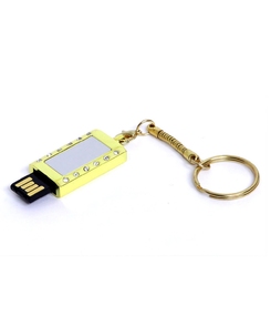 USB-флешка на 8 Гб в виде "Кулона" с кристаллами, мини чип, золотой