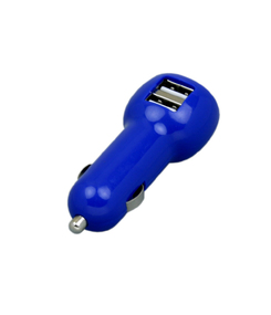 Автомобильная зарядка CC-01, 2 USB порта, синий цвет.
