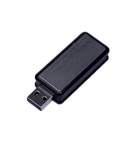 USB-флешка промо на 32 Гб прямоугольной формы, выдвижной механизм, черный