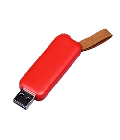 USB-флешка промо на 128 Гб прямоугольной формы, выдвижной механизм, красный