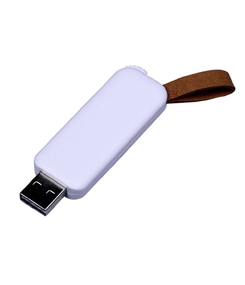 USB-флешка промо на 32 Гб прямоугольной формы, выдвижной механизм, белый
