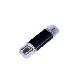 USB-флешка на 32 Гб c двумя дополнительными разъемами MicroUSB и TypeC, черный