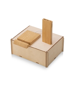 Подарочный набор с БЗУ и внешним аккумулятором «Bamboo Set», натуральный