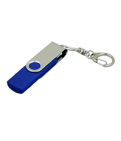 Флешка с поворотным механизмом, c дополнительным разъемом Micro USB, 16 Гб, синий
