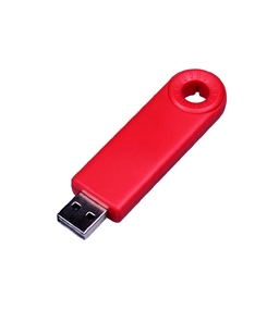 USB-флешка промо на 64 Гб прямоугольной формы, выдвижной механизм, красный
