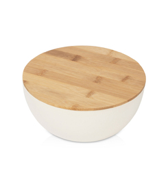 Салатник Bowl с бамбуковой крышкой, бежевый