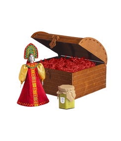 Подарочный набор: кукла фарфоровая, крем-мед, красный