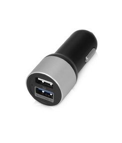 Адаптер автомобильный USB с функцией быстрой зарядки QC 3.0 "TraffIQ", черный/серебристый
