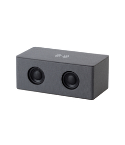 Bluetooth колонка "Cool Gray" с двумя динамиками (2х3Вт) и беспроводным зарядным устройством, переработанный пластик (RPET)