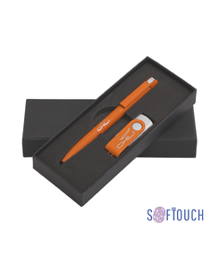 Набор ручка + флеш-карта 16 Гб в футляре, покрытие soft touch